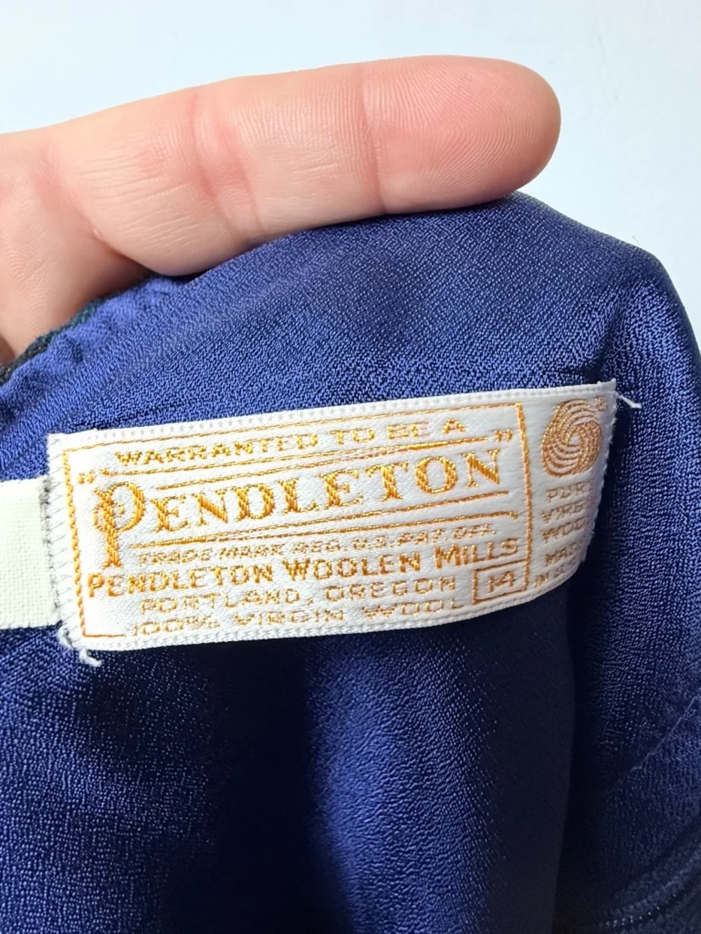 Pendleton Vintage Pure Wool Plaid Skirt Size 14 Midi Blue Green (L)